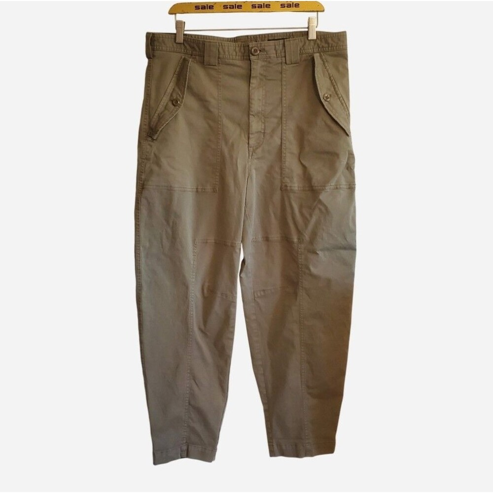 Banana Republic The Barrel Pants Size 14 Long Olive Green Utility Normcore Boho - Picture 2 of 12